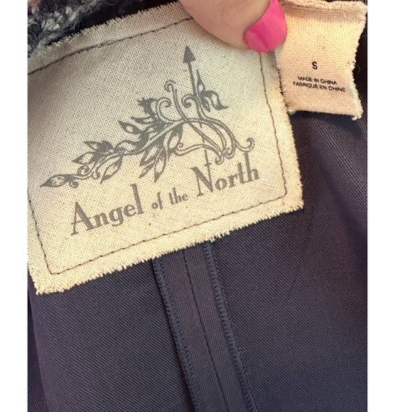 Angel of the North blue grey knit tweed zipper cardigan sweater size small - Picture 5 of 14